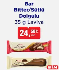 ÜLKER LAVİVA BAR BİTTER/SÜTLÜ DOLGULU ÇİKOLATA 35 G fiyat ve kampanya bilgisi